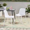 Raevyn Outdoor Modern Stacking Dining Chair (Set of 2), White