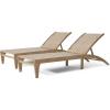 Benfield Outdoor Chaise Lounge – Acacia Wood and Flat Wicker – Light Brown/Light Multibrown (Set of 2)