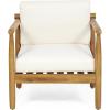 Bonsallo Outdoor Club Chair with Cushions – Acacia Wood – Teak/Cream