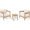Christopher Knight Home 305538 Evelyn Mid Century Modern Fabric Arm Chair, Beige, Walnut & Rosella Fabric Ottoman, Linen