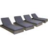 Christopher Knight Home Abraham Outdoor Acacia Wood Chaise Lounge with Cushion (Set of 4), Teak and Cream(Gray Finish + Dark Gray)