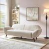 Christopher Knight Home Ahrac Curved Sofa Couch, 83.75” Modern Upholstered Fabric 3 Seater Sofa, Cozy Oversized Loveseat with Wood Frame, Lounge Seating for Living Room Home Rest, Beige