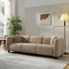 Christopher Knight Home Ahrai 3-Seater Sofa Couch with 2 Pillows, 87″ Wide Oversized Sofa for Living Room, Modern Wood Frame Lounge Couch, Comfy Spacious Fabric Upholstered Home Seating, Beige(Camel)