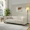 Christopher Knight Home Ahrai 3-Seater Sofa Couch with 2 Pillows, 87″ Wide Oversized Sofa for Living Room, Modern Wood Frame Lounge Couch, Comfy Spacious Fabric Upholstered Home Seating, Beige(Beige)