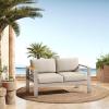 Christopher Knight Home Aluminum Patio Loveseat with Removable Cushion, All-Weather Metal Outdoor Sofa, Patio Furniture Set, Comfy Reading Sofa Couch, Silver+Beige+Natural