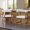 Christopher Knight Home Anita 25” Counter Height Bar Stools Set of 2, Boucle Fabric Bar Stool for Kitchen Island, Wooden Dining Room Armchair, Counter Stool with Footrest, Walnut+White(Walnut+white)