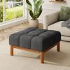 Christopher Knight Home Annette Square Ottoman Footstool with Grid Tufting, Living Room Sofa Ottoman with Wood Frame, Fabric Upholstery Coffee Table, Comfy Seating with Dense Foam Padding, Gray(Grey)