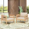 Christopher Knight Home Annie Acacia Wood Outdoor Chairs Set of 2, Patio Lounge Chair Outdoor with Slatted Back, Accent Chair with Cushions, Stylish Armchair for Balcony/Garden, Dark Gray + Teak(Beige + Light Teak)