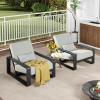 Christopher Knight Home Aspen Aluminum Outdoor Club Chair Set of 2, Lounge Chair Outdoor with Cushions, Indoor Metal Accent Chair, Tilt Backrest Recliner for Backyard, Garden, Balcony, Black+Grey(Black+grey)