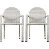 Christopher Knight Home Aurora Outdoor Wicker Armed Stacking Chairs with Aluminum Frame, 2-Pcs Set, Chateau Grey
