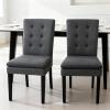 Christopher Knight Home Badin Mid-Century Modern Upholstered Dining Chair Set of 2, Wooden Kitchen Armless Chair, High Back Slipper Chair with Padded Seat, Charcoal Grey(Charcoal Grey)