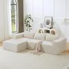 Christopher Knight Home Bard 107” Lounge Sofa Couch with Pillows, Soft Seating 3-Seater Compressed Modular Sectional Sofa with Armrests, Comfy Boucle Upholstered Home Sofa, No Assembly, Khaki(Beige/Corduroy)