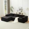 Christopher Knight Home Bard 107” Lounge Sofa Couch with Pillows, Soft Seating 3-Seater Compressed Modular Sectional Sofa with Armrests, Comfy Boucle Upholstered Home Sofa, No Assembly, Khaki(Black/Corduroy)