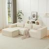 Christopher Knight Home Bard 107” Lounge Sofa Couch with Pillows, Soft Seating 3-Seater Compressed Modular Sectional Sofa with Armrests, Comfy Boucle Upholstered Home Sofa, No Assembly, Khaki(Khaki/Boucle)