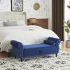 Christopher Knight Home Berwin Velvet Storage Ottoman Bench, Wooden Rectangular Ottoman with Storage, Bedroom End of Bed Bench, Entryway Ottoman Foot Rest, Living Room Extra Seat, Emerald(Navy Blue)