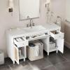 Christopher Knight Home Bines Bathroom Storage Cabinet with Single Sink, 3 Storage Drawers and 2 Shelves Cabinet, SMC Vanity Top with Wood Legs, Floor Mount, 60″ Bathroom Vanity with Sink, White(White)