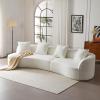 Christopher Knight Home Braebt 126″ Modular Sofa with 4 Throw Pillows, Curved 5-Seater Large Sofa Couches, Comfy Upholstered Sectional Cloud Couch for Living Room, No Assembly Required, Dark Orange(Beige)