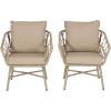 Christopher Knight Home Bruce Outdoor Club Chairs with Cushions – Wicker – Light Brown/Beige (Set of 2)