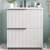 Christopher Knight Home Byron 30″ Bathroom Vanity with Sink, Modern Freestanding Bathroom Sink Cabinet with Drawer, Undermount Vanity Sink Cabinet, Bathroom Storage Cabinet with Sink Combo Set, Green(White)