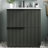 Christopher Knight Home Byron 30″ Bathroom Vanity with Sink, Modern Freestanding Bathroom Sink Cabinet with Drawer, Undermount Vanity Sink Cabinet, Bathroom Storage Cabinet with Sink Combo Set, Green(Green)