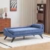 Christopher Knight Home Cagle Upholstered Loveseat Sofa with Splayed Legs, Birch Wood Frame Lounge Chair, Living Room Chaise Lounge Chair Indoor, Soft Lounge Sofa with Rolled Accent Pillow, Navy Blue(Navy Blue)