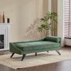 Christopher Knight Home Cagle Upholstered Loveseat Sofa with Splayed Legs, Birch Wood Frame Lounge Chair, Living Room Chaise Lounge Chair Indoor, Soft Lounge Sofa with Rolled Accent Pillow, Navy Blue(Green)