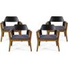 Christopher Knight Home Caitlin Outdoor Acacia Wood Club Chairs with Cushion (Set of 4), Teak
