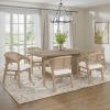 Christopher Knight Home Cami 7 Piece Dining Set with Armchairs, Wooden Dining Table Set for 6, Spacious Kitchen Table Chairs Set of 6, Upholstered Chairs with Rattan Curved Back, Beige + Natural Ash