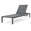 Christopher Knight Home Cape Coral Outdoor Aluminum Chaise Lounge with Mesh Seat, Grey / Dark Grey(Grey / Dark Grey)