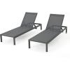 Christopher Knight Home Cape Coral Outdoor Aluminum Chaise Lounges with Mesh Seat, 2-Pcs Set, Grey / Dark Grey(Dark Grey)