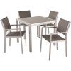 Christopher Knight Home Cape Coral Outdoor Aluminum and Wicker 4-Seater Dining Set, Silver and Gray