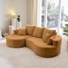 Christopher Knight Home Carden 106″ Curved Modular Sectional Sofa, Fabric Upholstered Comfy Sofa Couch with Chaise Lounge, Modern Cloud Couch with Deep Seat, No Assembly Required, Browish Orange(Browish Orange)