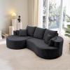 Christopher Knight Home Carden 106″ Curved Modular Sectional Sofa, Fabric Upholstered Comfy Sofa Couch with Chaise Lounge, Modern Cloud Couch with Deep Seat, No Assembly Required, Browish Orange(Black)