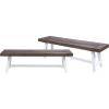 Christopher Knight Home Carlisle Outdoor Benches – Acacia Wood – Sandblasted Dark Brown/White (Set of 2)