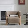 Christopher Knight Home Carly Low Profile Accent Chair, Round Backrest Side Chair, Living Room Armchair with Boucle Fabric Cushion, Comfy Reading Chair for Bedroom, Wooden Single Lounge Sofa, Wheat(Light Camel)