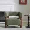 Christopher Knight Home Carly Low Profile Accent Chair, Round Backrest Side Chair, Living Room Armchair with Boucle Fabric Cushion, Comfy Reading Chair for Bedroom, Wooden Single Lounge Sofa, Wheat(Olive Green)