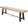 Christopher Knight Home Catriona Outdoor Acacia Wood Bench with Metal Accents, Teak Finish / Rustic Metal 14. 50 x 63 x 17. 75 inches(Wood Bench)