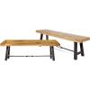 Christopher Knight Home Catriona Outdoor Dining Benches – Acacia Wood – Teak/Rustic Metal (Set of 2)