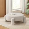 Christopher Knight Home Chobi Round Fully Ottoman Foot Stool, Pouf Footstool Ottoman Seat, Fabric Upholstered Foot Chair, Round Footrest, Modern Side Table for Living Room Bedroom Home Decor, Beige(Beige)