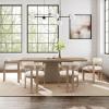 Christopher Knight Home Chowy 7 Piece Dining Set with Chairs, Wooden Dining Table Set for 6, Spacious Kitchen Table with Pillar Leg, Comfy Upholstered Curved Back Armchairs, Beige + Light Natural
