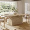 Christopher Knight Home Coad 84 inch Wooden Dining Table, Modern Rectangular Kitchen Dinner Table for 6-8 People, Wave Base Wooden Dining Furniture for Kitchen Office Conference Room, Light Natural(Light Natural)