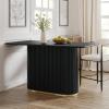 Christopher Knight Home Coadt 63 inch Counter Height Table for 4-6, Modern Kitchen Island Table with Tambour Paneling, Industrial Style Pedestal Counter Furniture for Dining Living Room, Natural Ash(Black)