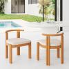 Christopher Knight Home Coves Acacia Wood Outdoor Dining Chair Set of 2 with Cushion, Wood Kitchen Side Chair, Multifunctional Patio Armless Chair, Patio Furniture Set for Outdoor Dining, Teak+ Beige