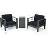 Christopher Knight Home Crested Bay Aluminum Outdoor Chat Set with Water Resistant Cushions, 3-Pcs Set, Grey / Dark Grey
