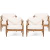 Christopher Knight Home Daisy Outdoor Club Chair with Cushion (Set of 4), Teak Finish, Cream