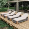 Christopher Knight Home Daskz Outdoor Chaise Lounge Chair Set of 4, Patio Outdoor Acacia Wood Chaise Lounge, Adjustable Backrest Poolside Beach Yard Recliner Chair, Rope Design, 79.5”, Teak+Gray(Teak+gray 4 Pcs Set)