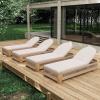 Christopher Knight Home Daskz Outdoor Chaise Lounge Chair Set of 4, Patio Outdoor Acacia Wood Chaise Lounge, Adjustable Backrest Poolside Beach Yard Recliner Chair, Rope Design, 79.5”, Teak+Gray(Teak+beige 4 Pcs Set)