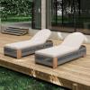 Christopher Knight Home Daskz Patio Chaise Lounge Chair Set of 2, Patio Outdoor Acacia Wood Chaise Lounge with Cushions, Adjustable Backrest Poolside Beach Yard Seating, Rope Design, 79.5”,Teak+Gray(Teak+gray 2 Pcs Set)