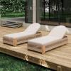 Christopher Knight Home Daskz Patio Chaise Lounge Chair Set of 2, Patio Outdoor Acacia Wood Chaise Lounge with Cushions, Adjustable Backrest Poolside Beach Yard Seating, Rope Design, 79.5”,Teak+Gray(Teak+beige 2 Pcs Set)