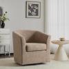 Christopher Knight Home Daymian Faux Leather Swivel Club Chair, Living Room Swivel Barrel Chair with 360-Degree Rotation and Cushion, Modern PU Club Chair with Metal Base, Dark Brown(Dark Beige/Apricot)